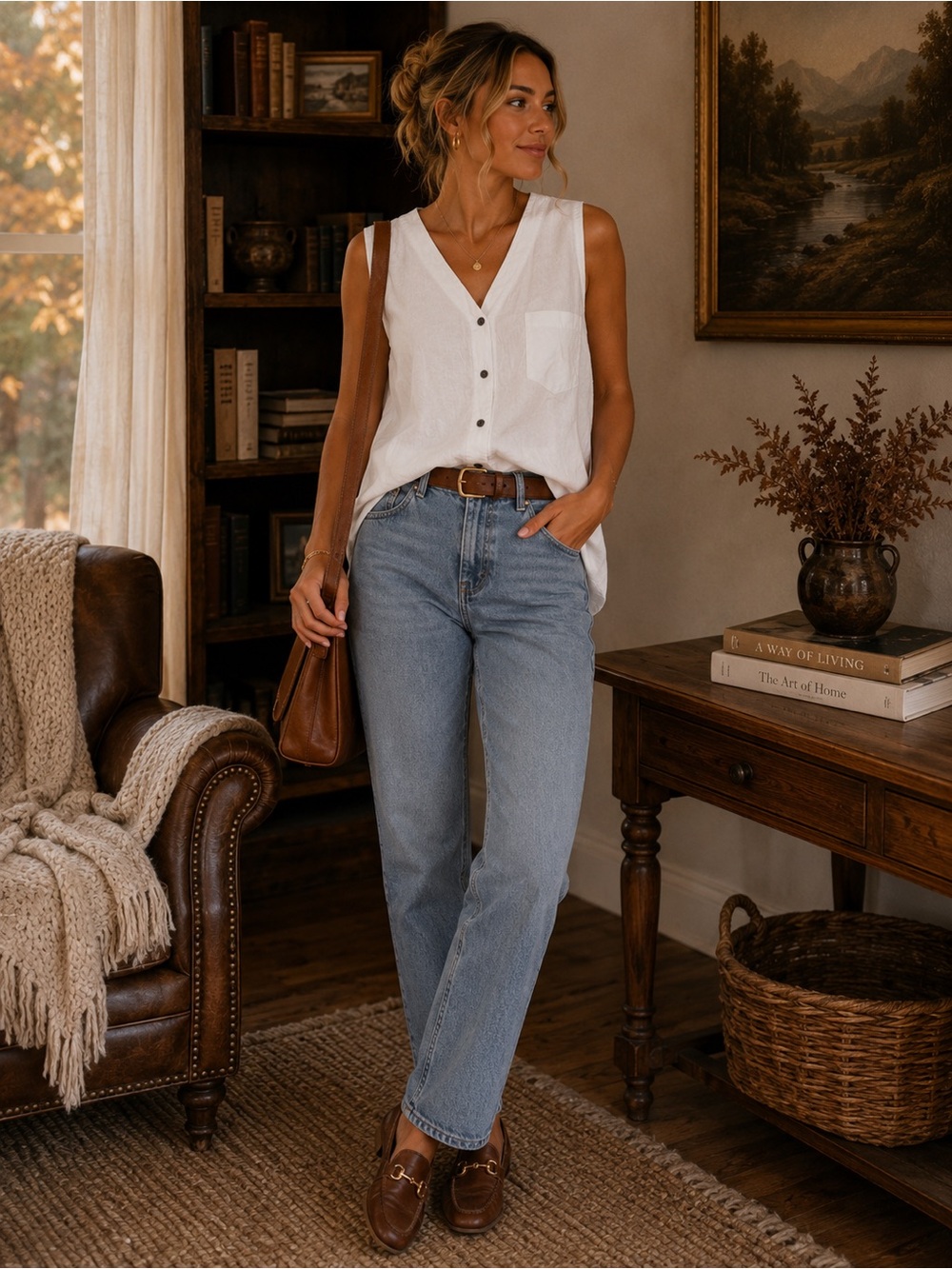 L.L. Bean Straight-Leg Jeans in Light Blue Wash